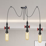 Vintage Amber Glass Multi Pendant Light - 2/3/6-Light Coffee Shop Led Swag Suspension Lamp In Black