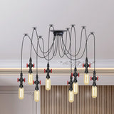 Vintage Amber Glass Multi Pendant Light - 2/3/6-Light Coffee Shop Led Swag Suspension Lamp In Black