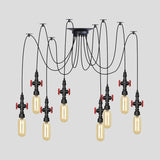 Vintage Amber Glass Multi Pendant Light - 2/3/6-Light Coffee Shop Led Swag Suspension Lamp In Black