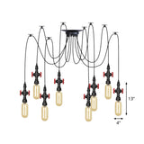 Vintage Amber Glass Multi Pendant Light - 2/3/6-Light Coffee Shop Led Swag Suspension Lamp In Black