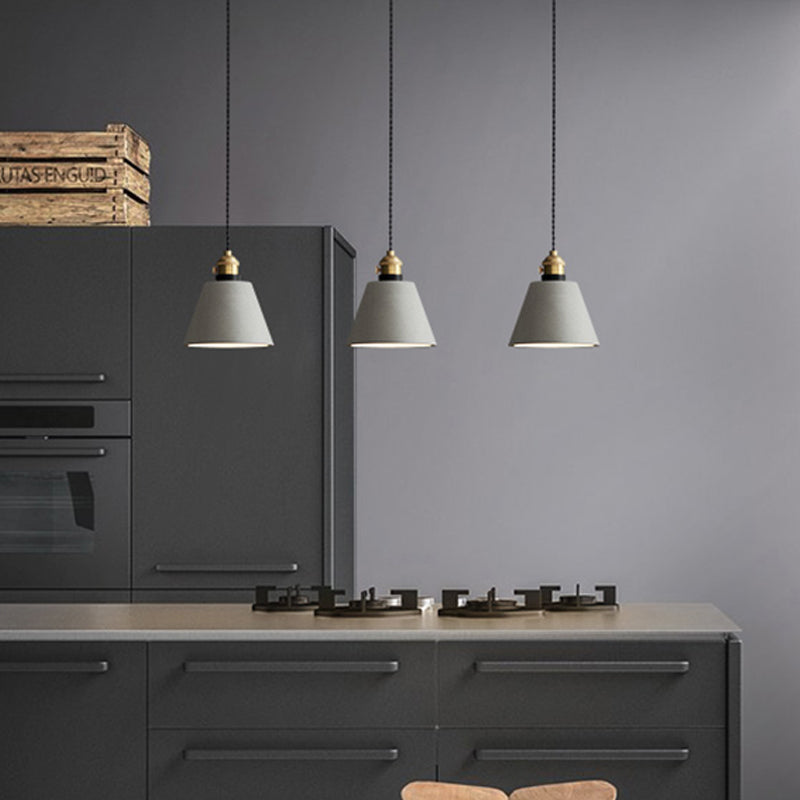 Vintage 3-Light Pendant Lamp Kit With Multiple Cement Shades In Grey - Restaurant Lighting