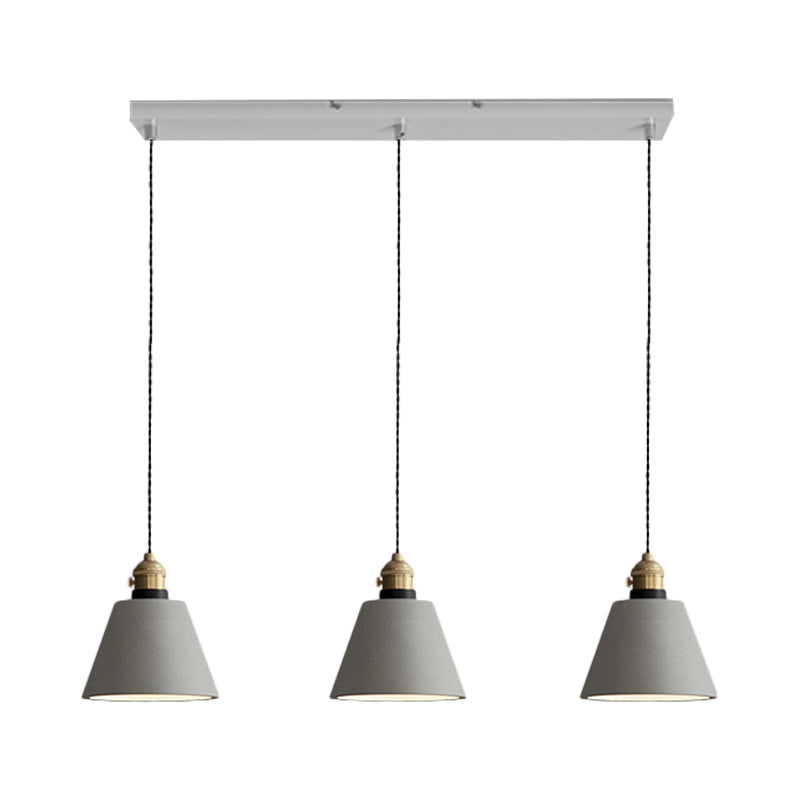 Vintage 3-Light Pendant Lamp Kit With Multiple Cement Shades In Grey - Restaurant Lighting