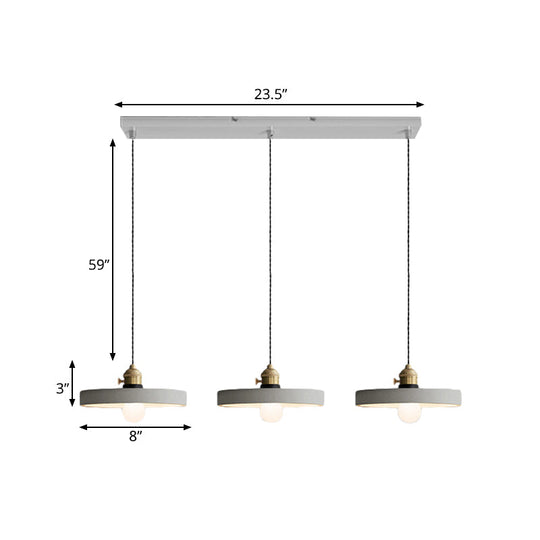 Vintage 3-Light Pendant Lamp Kit With Multiple Cement Shades In Grey - Restaurant Lighting