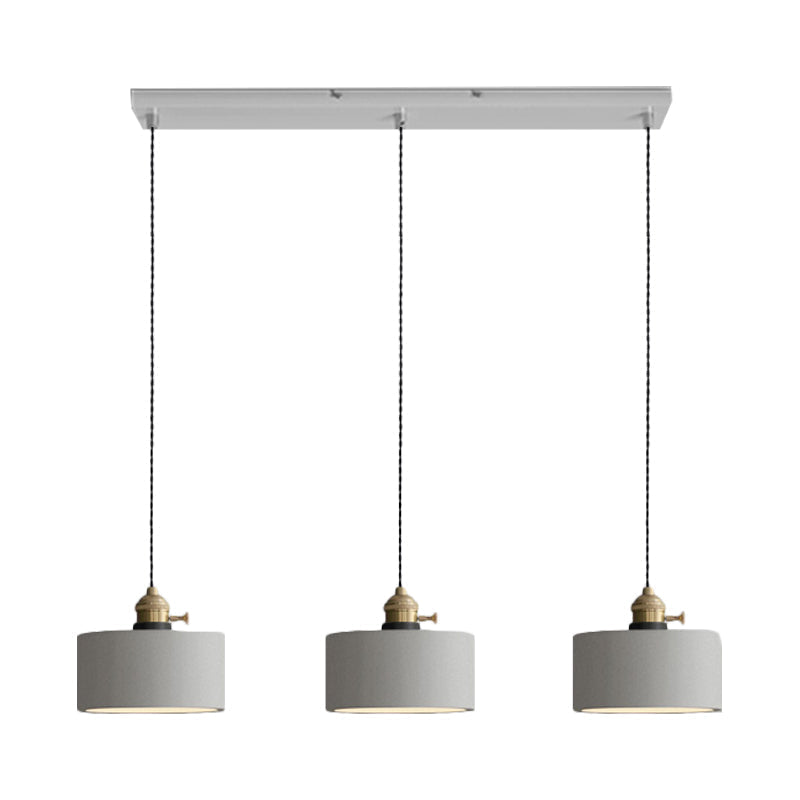 Vintage 3-Light Pendant Lamp Kit With Multiple Cement Shades In Grey - Restaurant Lighting