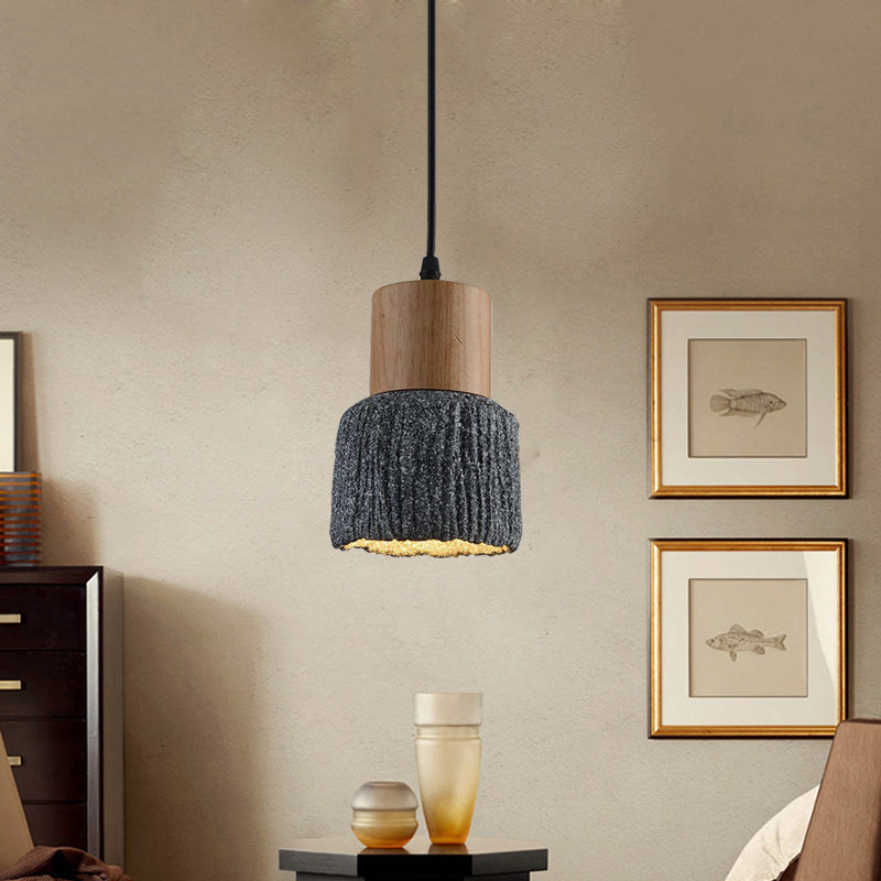 Antiqued Cup-Shape Ceiling Light: Cement Hanging Pendant Lamp (1 Head) - Silver/Black/Bronze With