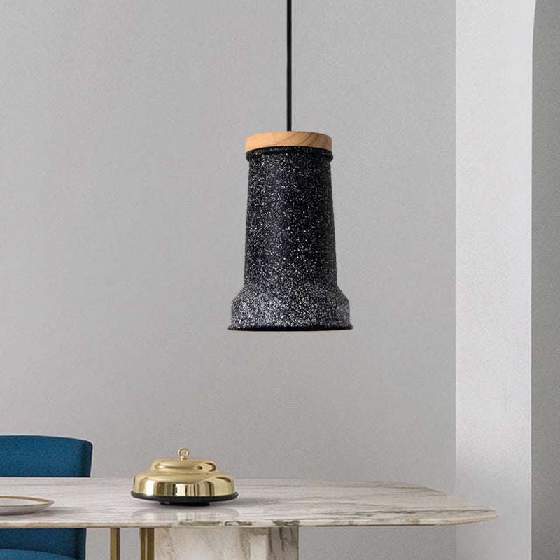 Industrial Cement Pendant Lamp - Black/Grey/White Cylinder Hanging Light For Restaurants (1-Head)