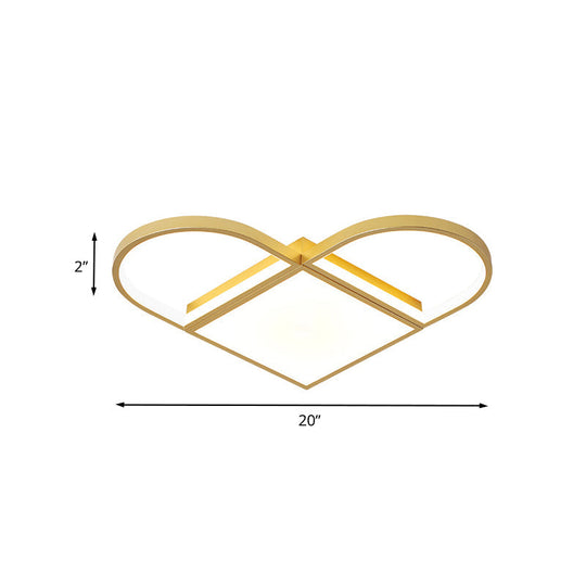 Loving Heart Led Acrylic Ceiling Light Fixture In Gold For Living Room