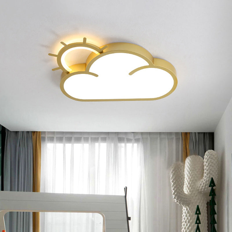 Minimalist Led Acrylic Cloud Flush Mount Lamp In Gold For Bedroom Ceiling / A