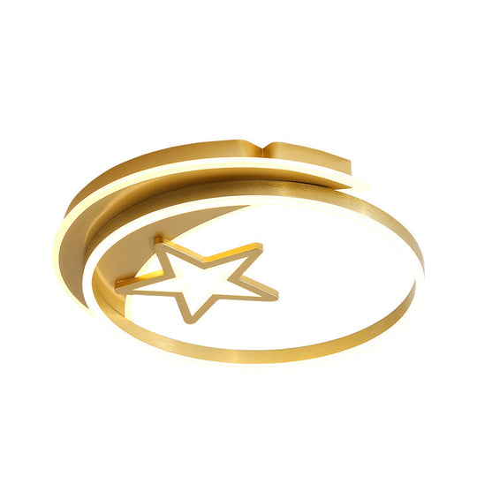 Nordic Style Led Flushmount Ceiling Lamp In Gold/Coffee - Perfect For Bedrooms