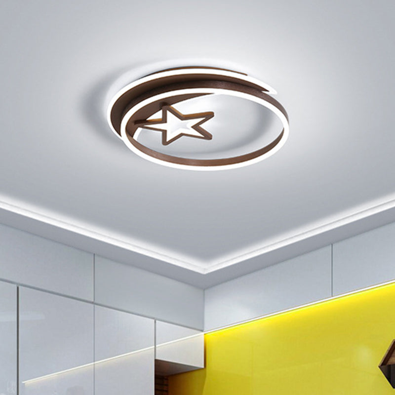 Nordic Style Led Flushmount Ceiling Lamp In Gold/Coffee - Perfect For Bedrooms