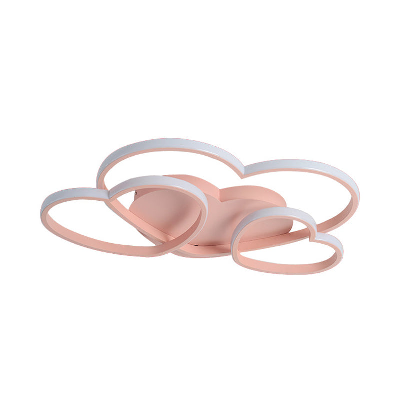 Minimalist Heart Design Led Flush Mount Ceiling Light Fixture - Acrylic White/Pink/Gold Finish