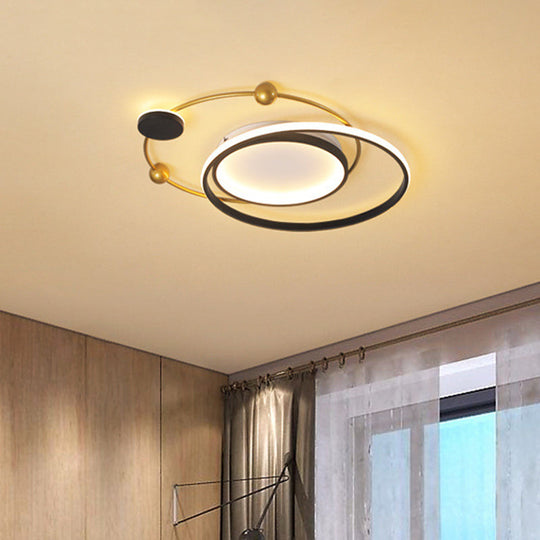 Cartoon Style Led Acrylic Universe Flush Light Fixture - Gold With White/Warm Light’|