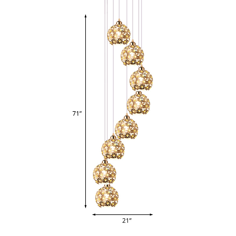 Modern Metallic Ceiling Light With Amber Crystal Accent - 5/8 Heads Multi Kit