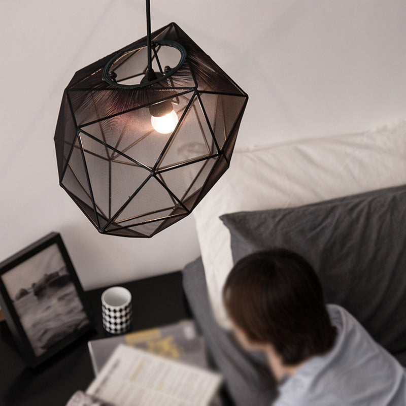 Modern Geometric Bedroom Pendant In Black/White - Sleek Hanging Lighting Fixture Black