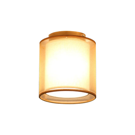 Minimalist Brass Flushmount Ceiling Light With Fabric Shade