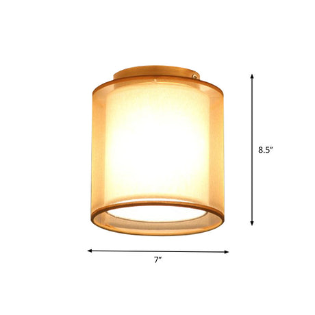Minimalist Brass Flushmount Ceiling Light With Fabric Shade