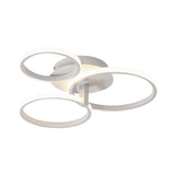 Modernist Acrylic Led Flush Mount Ceiling Light Fixture - 3 Ring Design In Grey/White/Black