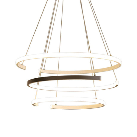 Black And White Modernist Acrylic Led Chandelier - 3 Tiers C-Shape Design Ideal For Living Room