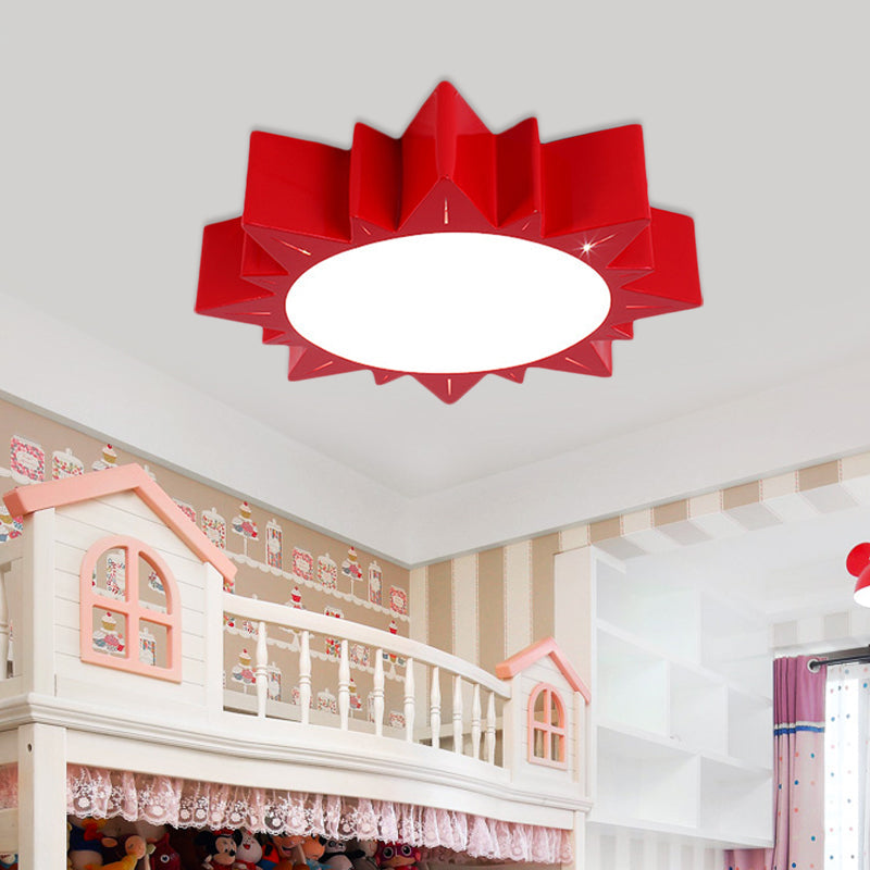 Contemporary Acrylic Led Flush Mount Lamp In Sun Design For Kindergarten
