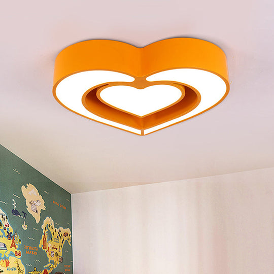 Contemporary Acrylic Led Flush Mount Ceiling Light For Bedroom - Loving Heart Design (Blue/Red/Pink)