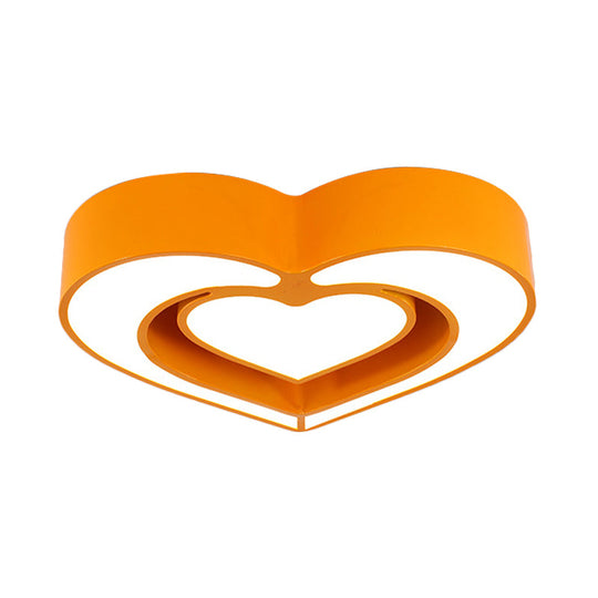 Contemporary Acrylic Led Flush Mount Ceiling Light For Bedroom - Loving Heart Design (Blue/Red/Pink)