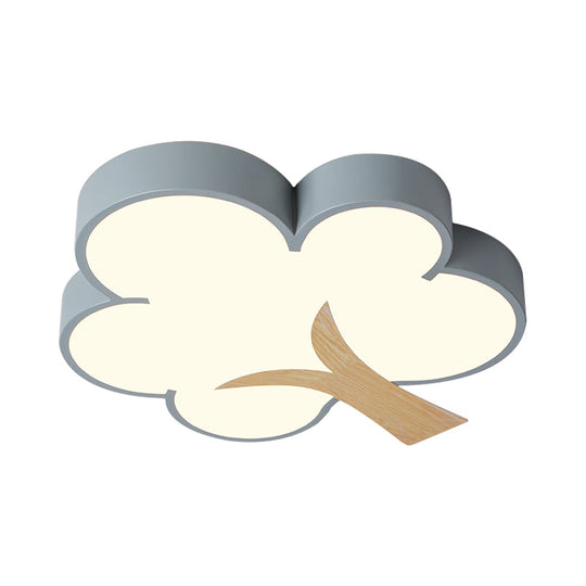 Contemporary Grey/Green Tree Led Ceiling Flush Mount Light For Bedroom