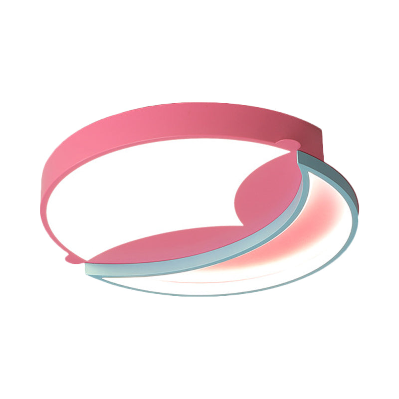 Contemporary Led Flush Ceiling Light - Blue/Pink Crescent Pendant For Bedroom