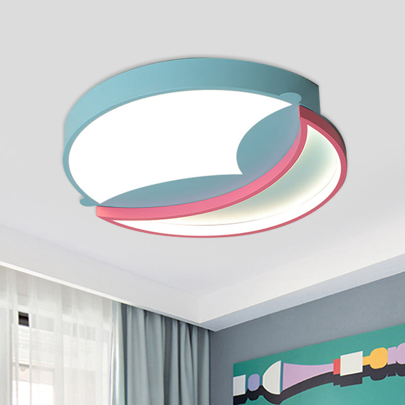 Contemporary Led Flush Ceiling Light - Blue/Pink Crescent Pendant For Bedroom Blue