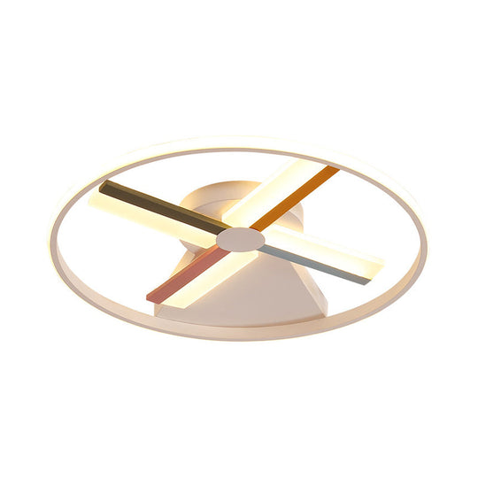 Contemporary White Windmill Led Ceiling Mount For Warm/White Bedroom Light