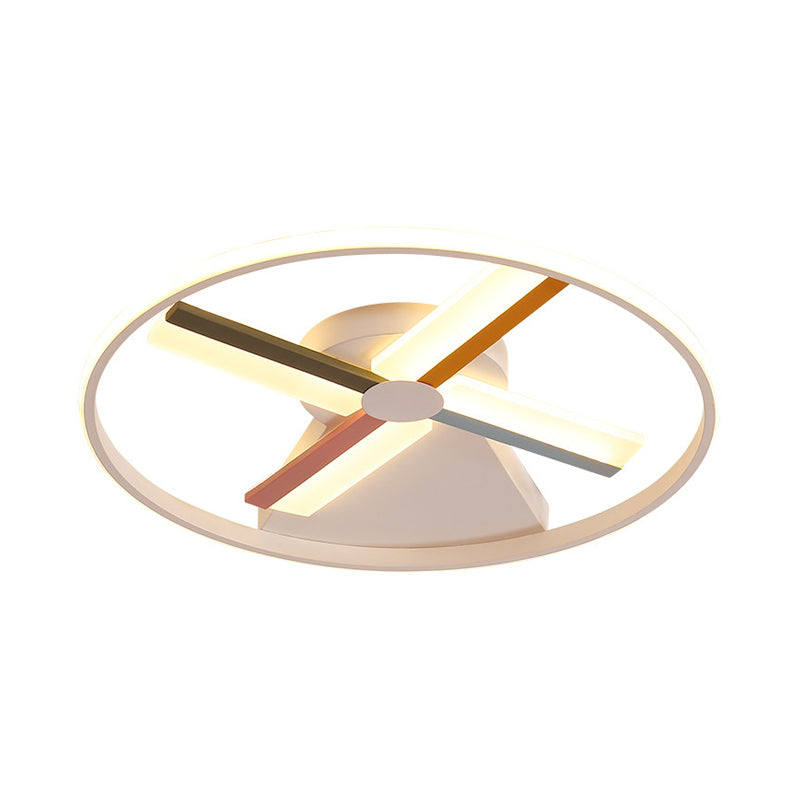 Contemporary White Windmill Led Ceiling Mount For Warm/White Bedroom Light