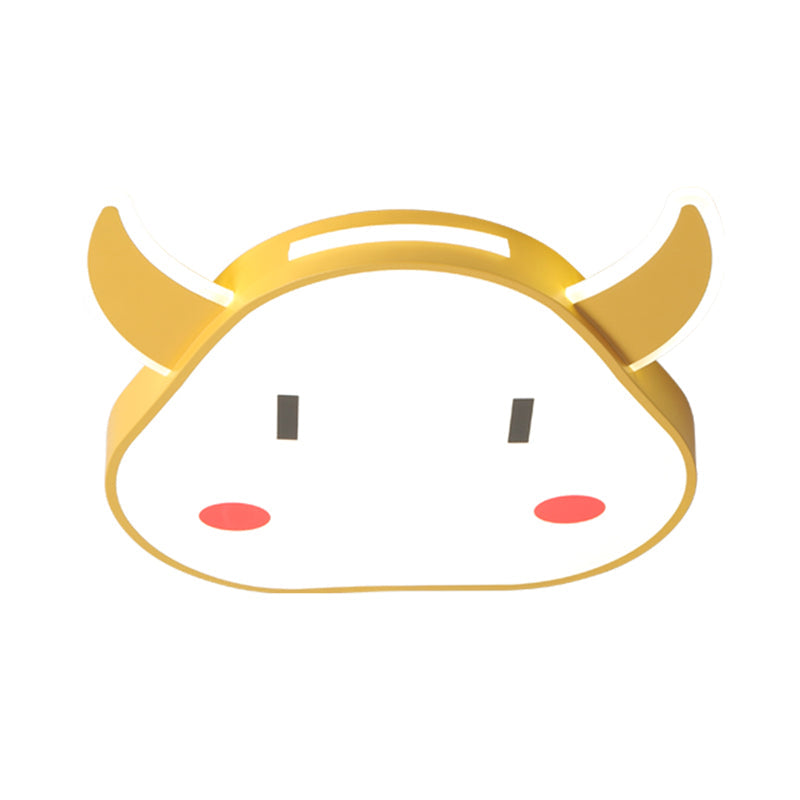 Calf-Shaped Cartoon Acrylic Led Flushmount Ceiling Light For Bedroom In Warm/White