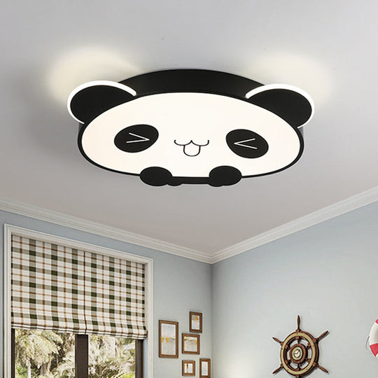 Black/Pink Panda Led Flushmount Fixture – Modern Acrylic Ceiling Light For Bedroom