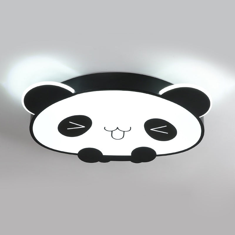 Black/Pink Panda Led Flushmount Fixture – Modern Acrylic Ceiling Light For Bedroom