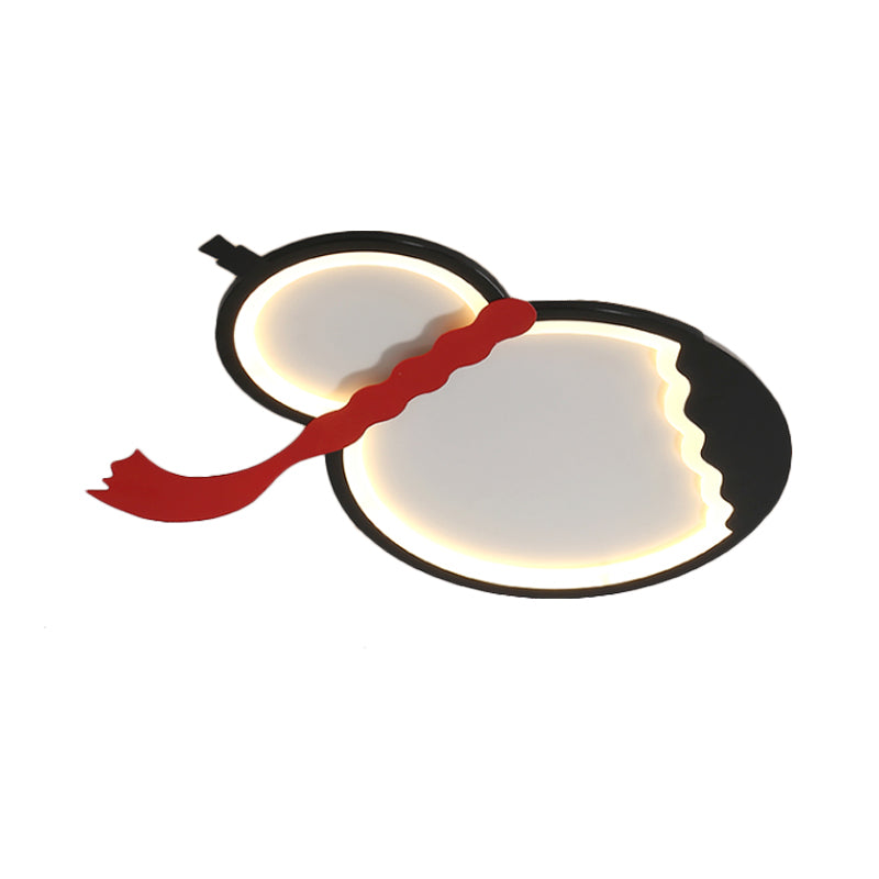 Contemporary Led Flush Mount Light: Black/Green/Yellow Gourd Design With Red Belt For Bedroom