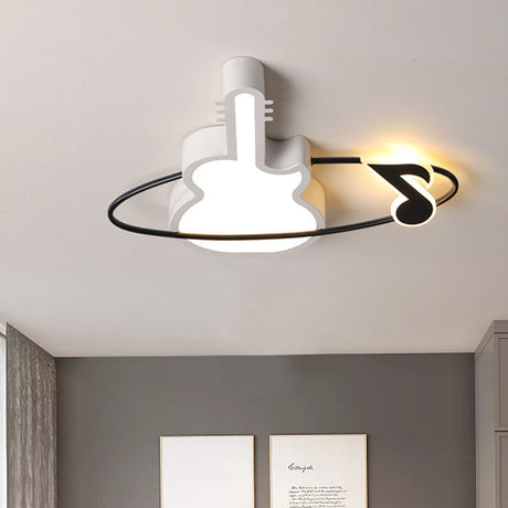 Musical Note Acrylic Led Ceiling Light For Bedroom - Contemporary White Flushmount