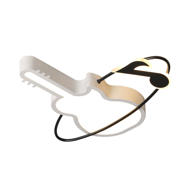 Musical Note Acrylic Led Ceiling Light For Bedroom - Contemporary White Flushmount