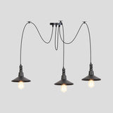 Vintage Iron Saucer Led Pendant - Black 2/3/6 Lights Bar Swag Pendulum Lamp