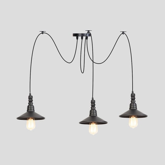 Vintage Iron Saucer Led Pendant - Black 2/3/6 Lights Bar Swag Pendulum Lamp