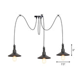 Vintage Iron Saucer Led Pendant - Black 2/3/6 Lights Bar Swag Pendulum Lamp