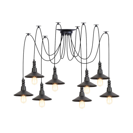 Vintage Iron Saucer Led Pendant - Black 2/3/6 Lights Bar Swag Pendulum Lamp