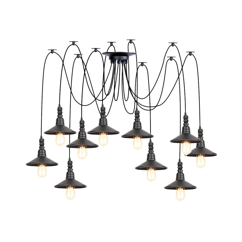 Vintage Iron Saucer Led Pendant - Black 2/3/6 Lights Bar Swag Pendulum Lamp
