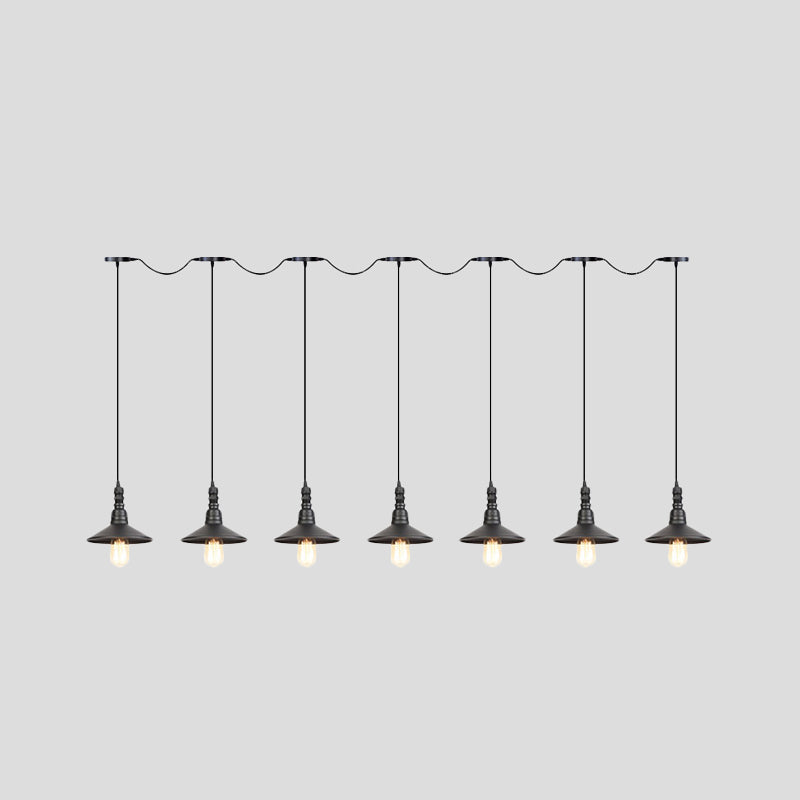 Industrial Iron Multi Head Pendant Light In Black Finishing Lighting