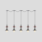 Industrial Saucer Tandem Pendant Lamp - Black (3/5/7-Bulb) For Restaurant Lighting