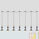 Industrial Saucer Tandem Pendant Lamp - Black (3/5/7-Bulb) For Restaurant Lighting 7 /