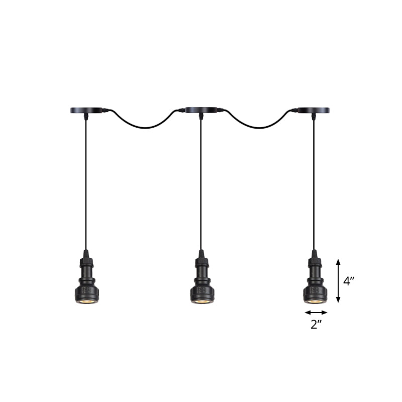 Rustic Iron Ceiling Light With Led Bulbs - Perfect For Coffee Shops Black Finish Available In 3/5/7
