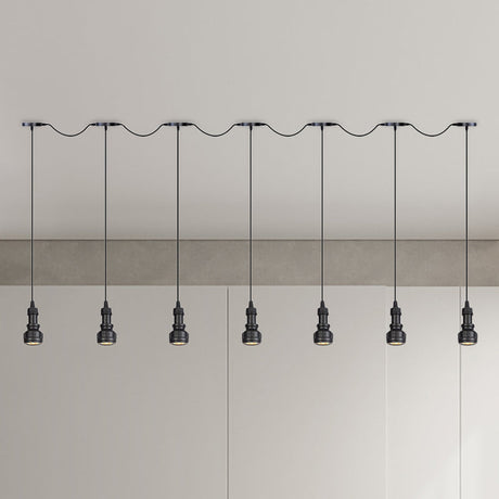 Rustic Iron Multi-Head Ceiling Light With Tandem Pendulum Design For Coffee Shops - Shop Led Pendant