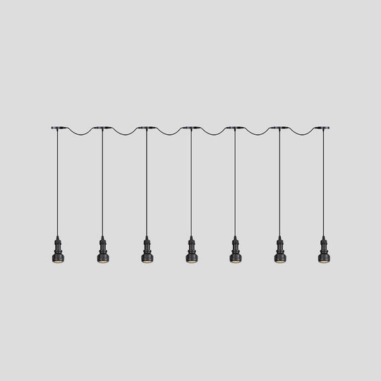 Rustic Iron Ceiling Light With Led Bulbs - Perfect For Coffee Shops Black Finish Available In 3/5/7