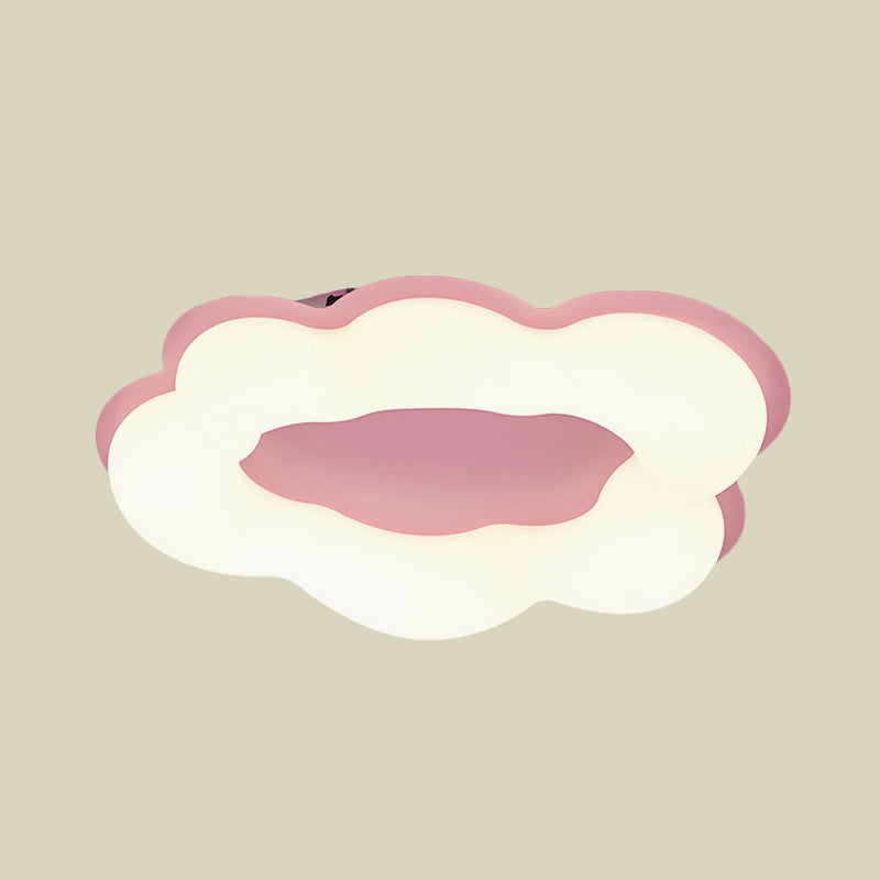 Nordic Style Led Bedroom Ceiling Fixture With Cloud Acrylic Shade - Pink/Blue Finish