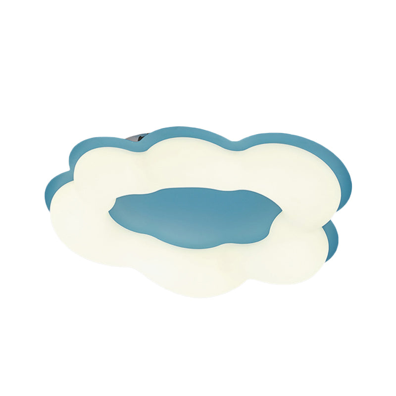Nordic Style Led Bedroom Ceiling Fixture With Cloud Acrylic Shade - Pink/Blue Finish