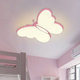 Contemporary Led Butterfly Ceiling Lamp For Bedroom - Acrylic Flush Mount In Yellow/Pink/Blue